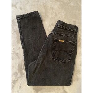 Vintage Chic Jeans Womens 9 Tall Black Mom High Rise Tapered Leg Denim 90s Retro